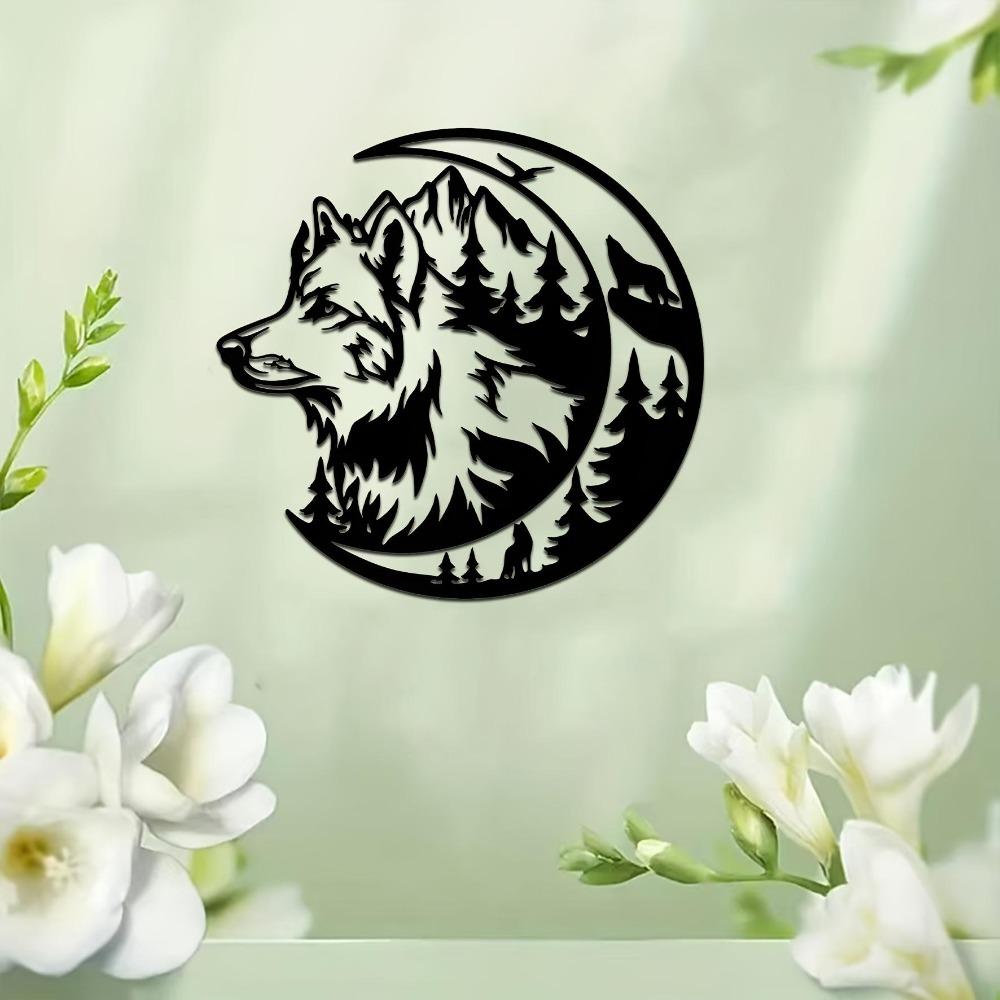 Large Nordic Wolf Wall Art Metal Head Decor Rustic Indoor Outdoor Living Room Garden Gift