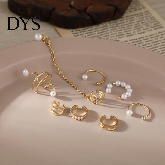 Commute Cartilage Earrings 1 Set Ear Clips Faux Pearl Rhinestone Different Shape Non-piercing C-shaped Decoration Jewelry Prom Party Cuffs