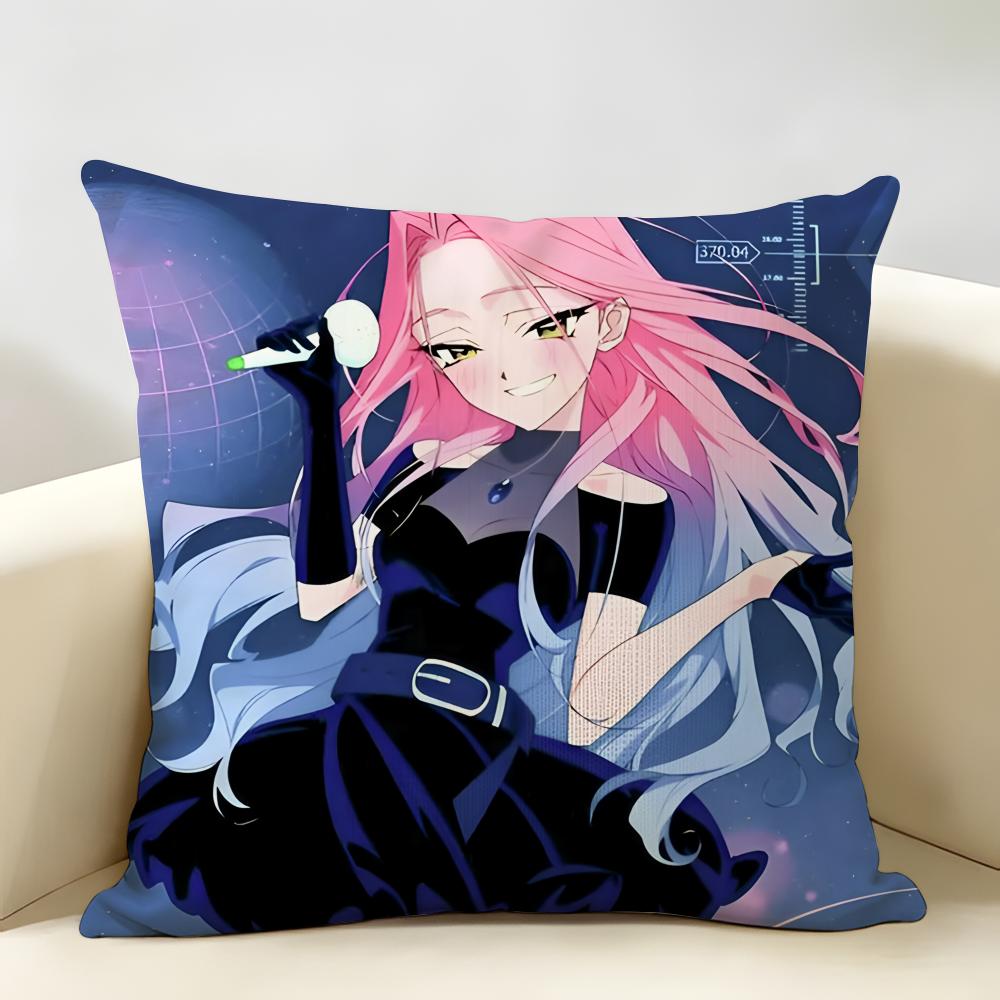 Alien Stage Mizi Anime Girl Pink Cushion Cover Natural Linen Organic Fabric DoubleSided Printing Room Sofa Decor Pillow Case