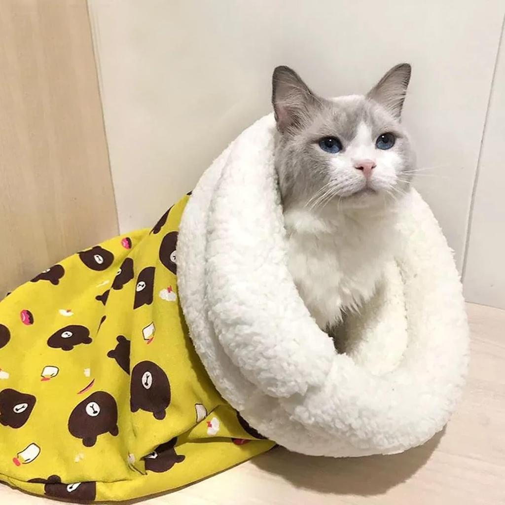 2024 Cat Sleeping Bag for Indoor Cats, Cat Winter Sleeping Bag, Winter Cat Sleeping Bag, 360° Warm Semienclosed Soft Plush