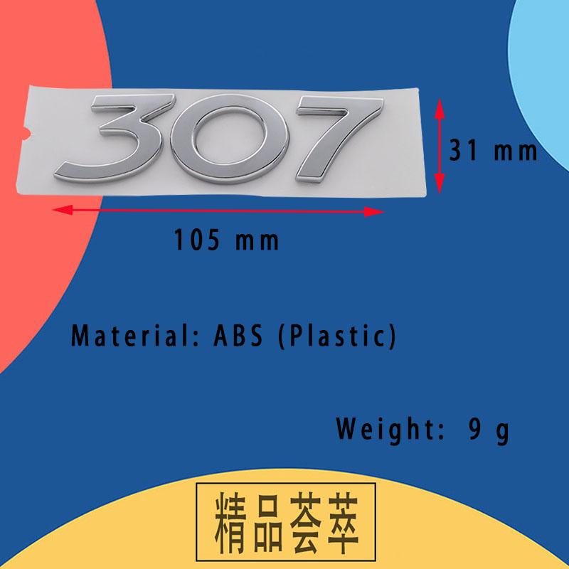 3D Premium ABS 307 Buchstaben für 307 Auto Kotflügel Kofferraum Heckhaube Aufkleber Emblem Abzeichen Aufkleber