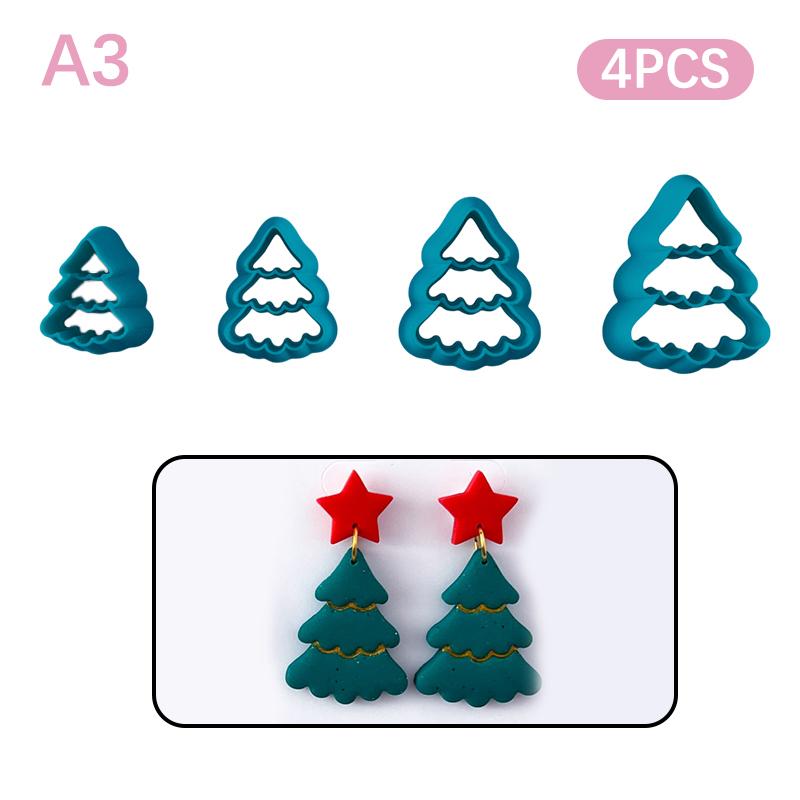 Christmas Tree Wreath Polymer Clay Cutters Earrings Necklaces Pendant Soft Clay Mold Diy Hand Tool Jewelry Cutting Die Molds
