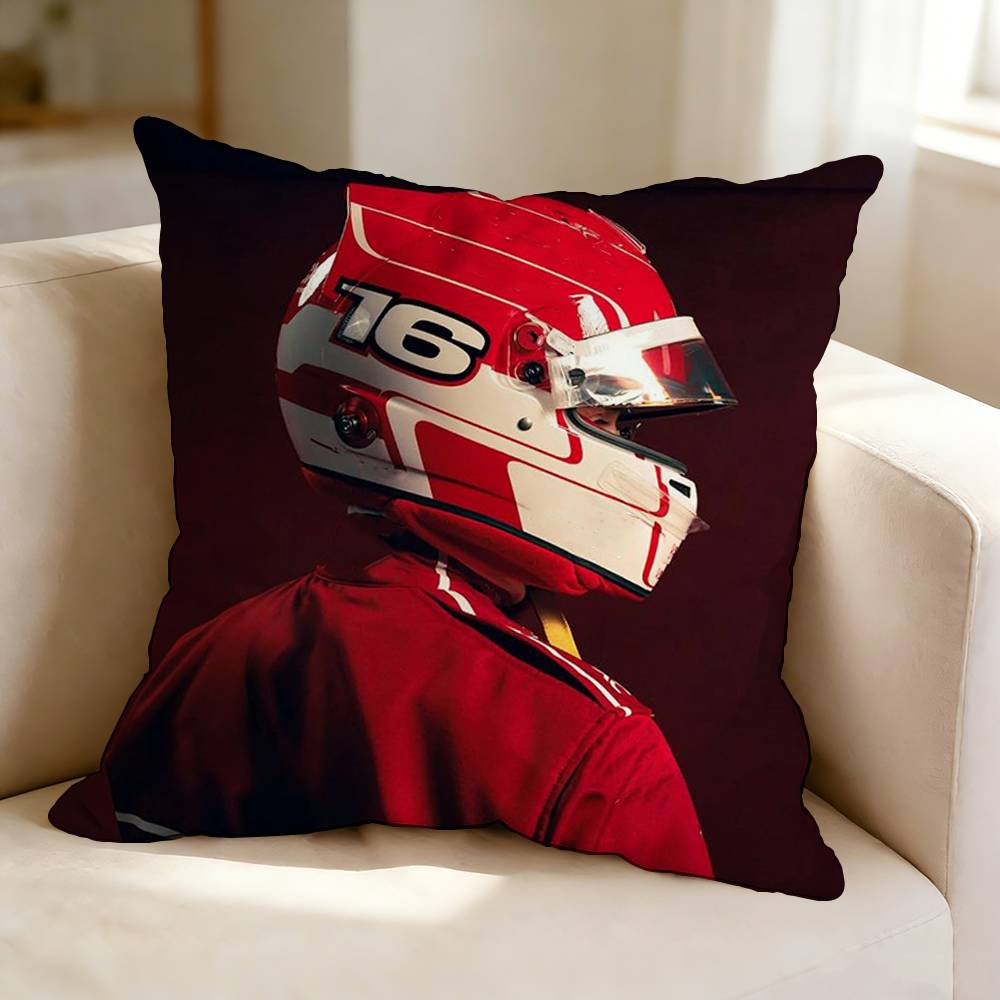 Car No  Driver CCharles LLeclerc  Square DoubleSided printed Pillow Case Bedroom Bedside Pillow Sofa Cushion Cover