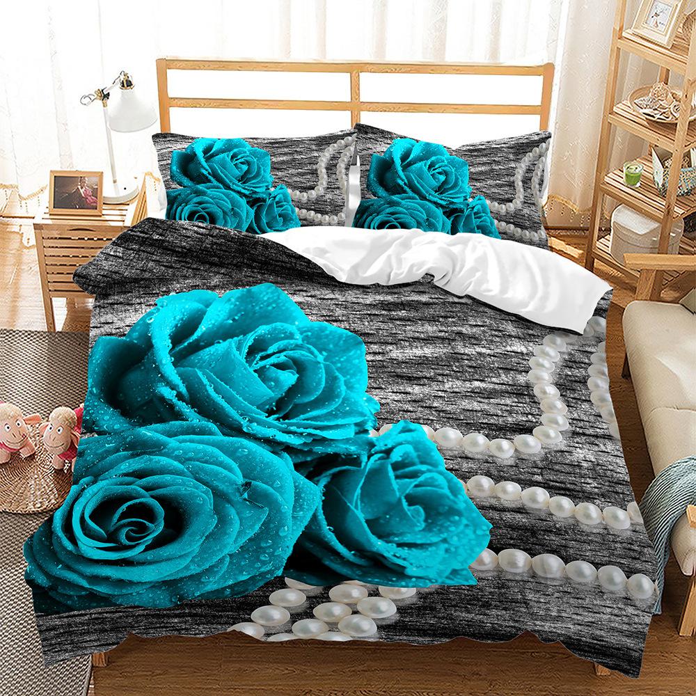 Home Textile Bed Three-Piece Flower Flower Digital Printing Quilt Cover