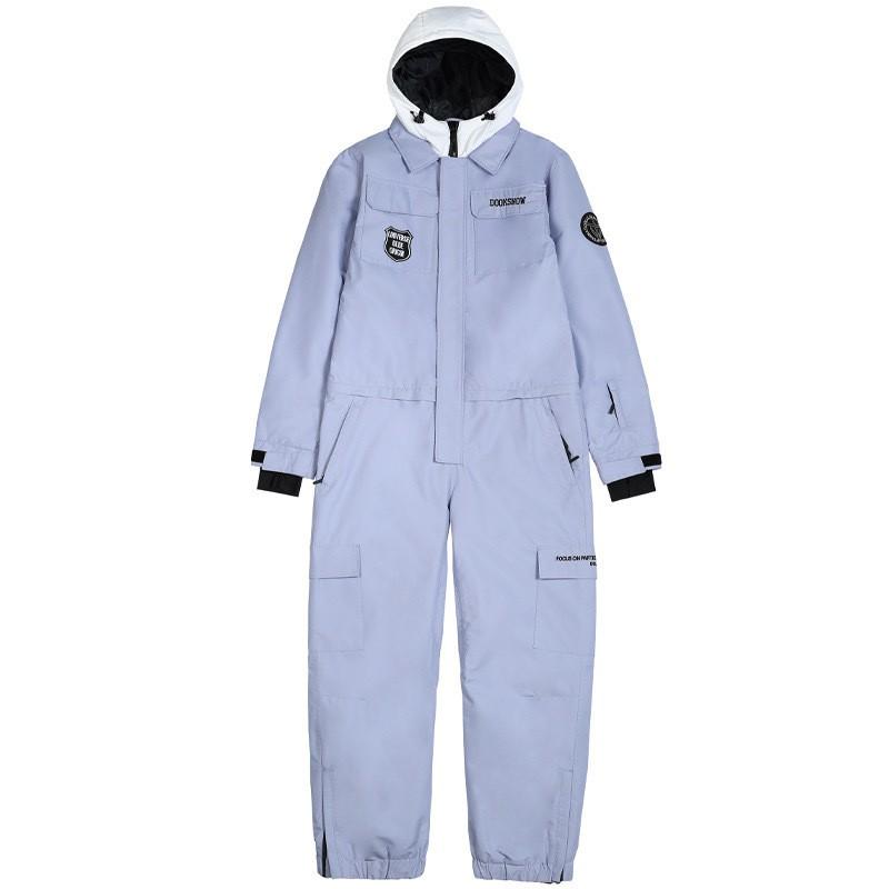 24pcs One-Piece Ski Suit Set Solid Color Unisex Outdoor Snowboard Windproof Waterproof Warm Thick Gear