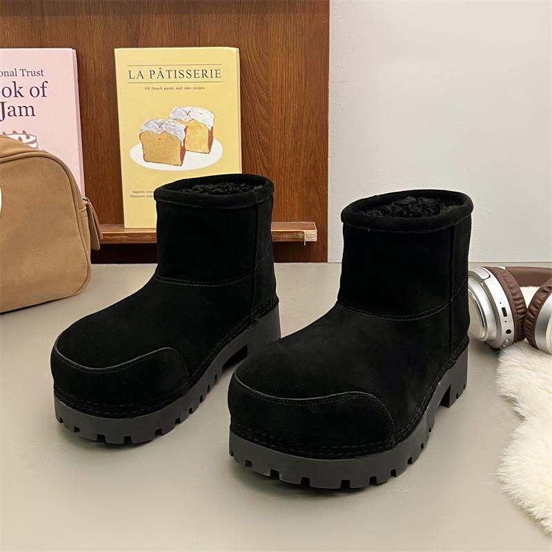 

Зимние замшевые зимние ботинки на толстой подошве для женщин, теплые хлопковые ботинки класса люкс на каблуках Chelsea Casual Botas Mujer 39