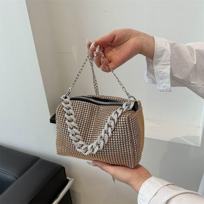 Chain Bag, Women's Single Shoulder Crossbody Bag, Large Capacity Casual Bag, Diamond Inlaid Bag