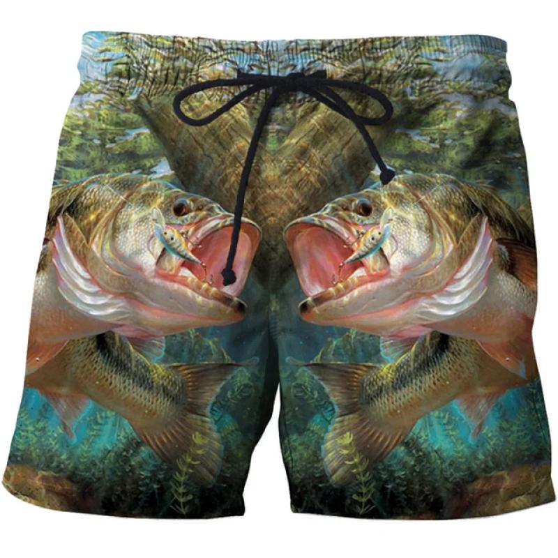 Carp Fish Graphic Beach Shorts Men 3D swimming board shorts beach running shorts Summer Surfing Beach Casual Loose Pants