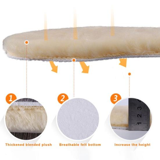 2 pares de plantilla de zapato inserto otoño invierno cálido grueso mezcla de lana peluda amortiguación suave hombres mujeres bota de nieve suela interior almohadilla de pie