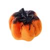 Velvet Pumpkin Halloween Decoration with Faux Spider and Rhinestone Embellishments Seasonal Tabletop Ornament for Fall Home Display