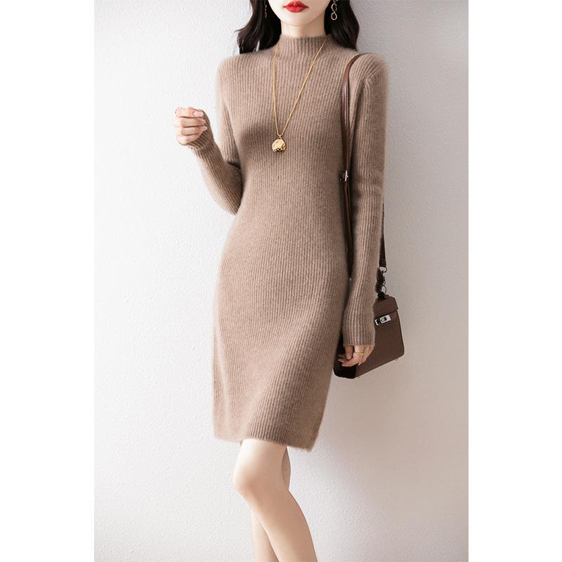 

Женское кашемировое платье Qinghe кашемир 30% кашемир 70% шерсть осенне-зимняя кашемировая юбка мягкая и теплая L коричневый