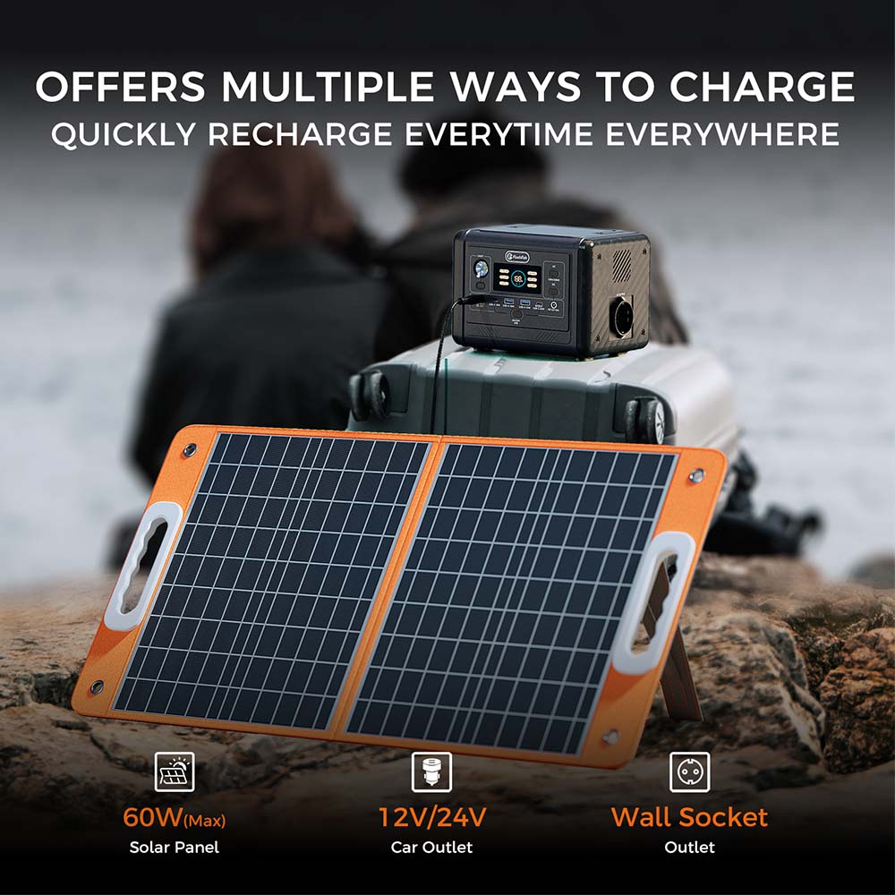 Flashfish T200 200W Portable Power Station, 153.6Wh LiFePO4 Battery, 400W Surge, Pure Sine Wave AC, 60W PD USB-C Fast Recharge