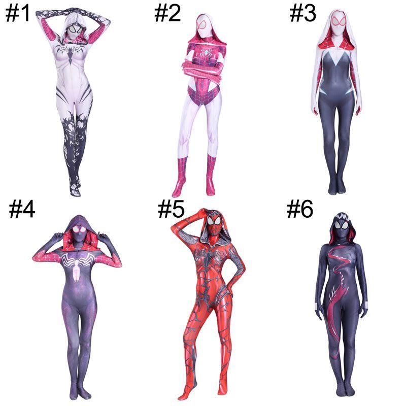 Stacy Spider Gwen Costume Venom Cosplay Girl Women Spiderman Halloween Jumpsuit