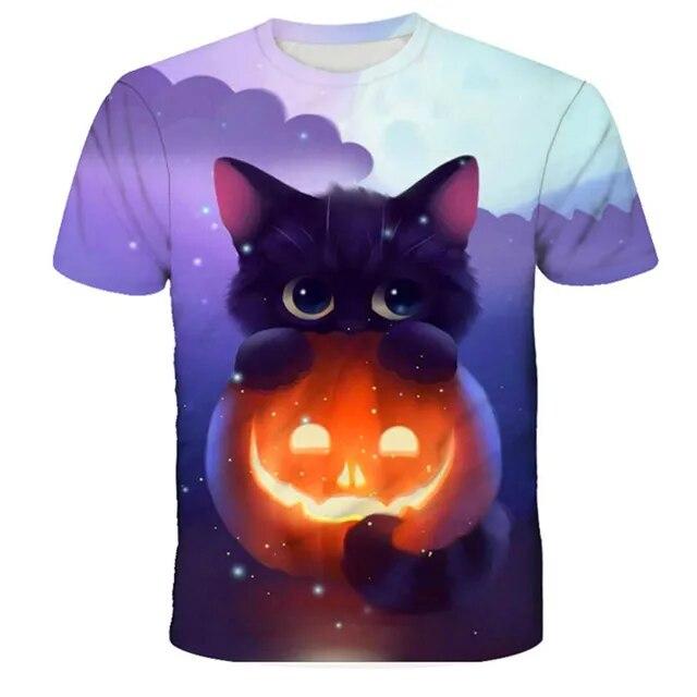 Cat Girls T Shirt Clothes Boys Girls Animal Children 3D T-Shirt Kids Summer Cat Lively Cute Funny Baby T Shirts Tops 4-14Y