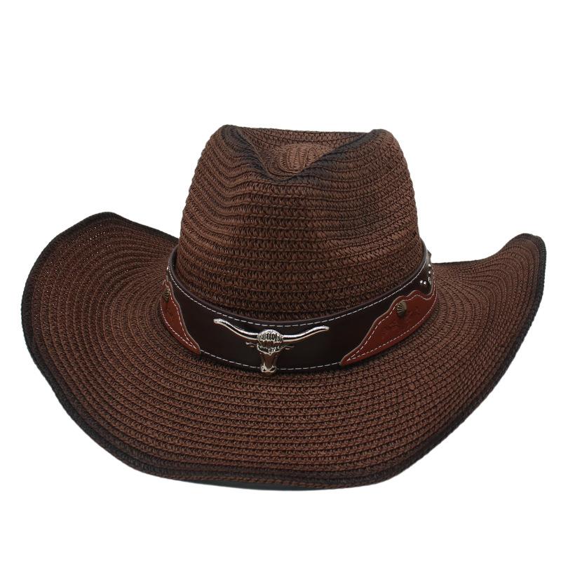 Spring And Summer Bohemian Western Cowboy Straw Hat Cross-Border Foreign Trade Foldable Windbreak Rope Tibetan Tibetan Top Hat