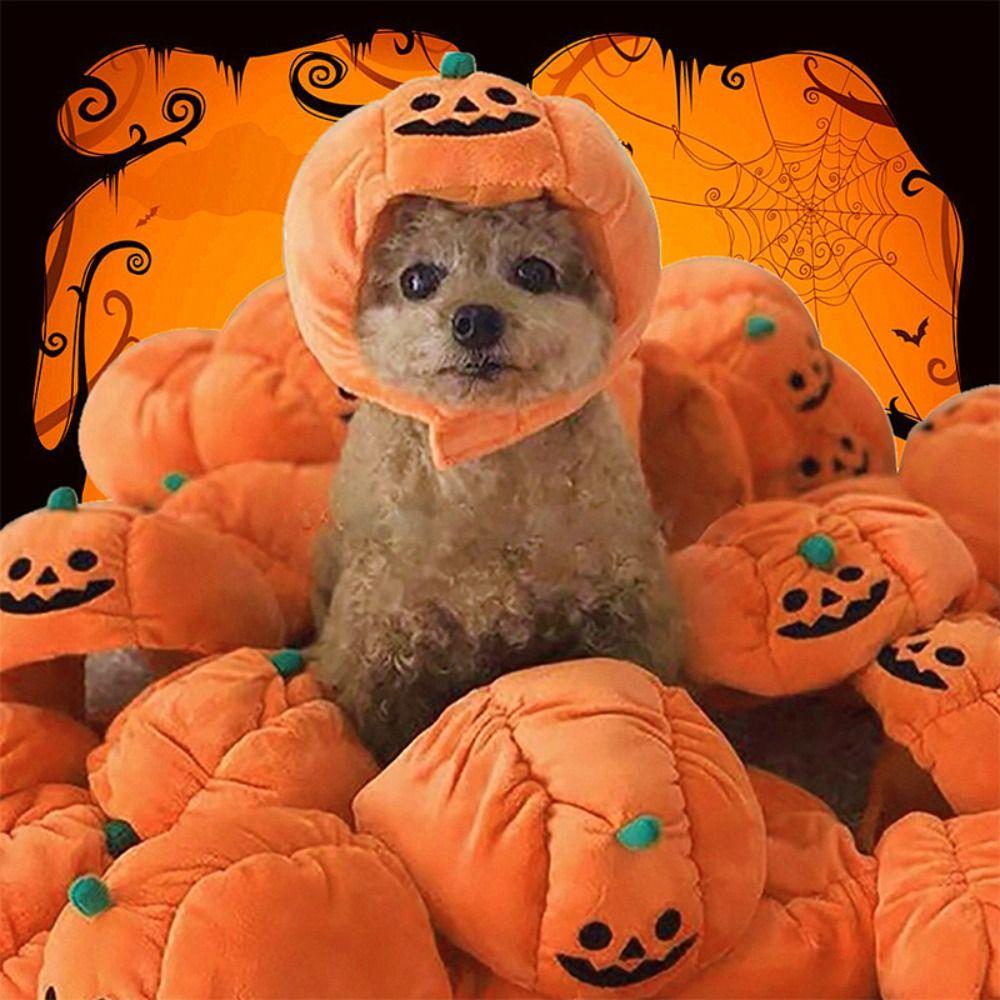 Dress Up Pet Halloween Hat Headdress Plush Cat Headgear Headdress Pumpkin Dogs Hat  Costume