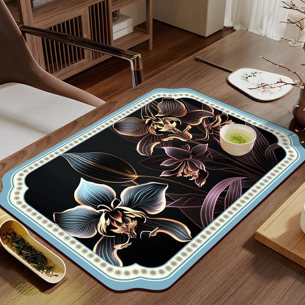 Rectangular Tea Mat Absorption and Quick Drying Tea Tray for Home Living Room Carpet Quick Drying Mat