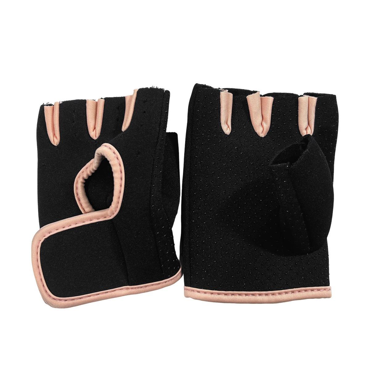 Halbfinger Fitnesshandschuhe, Trainingshandschuhe, Unisex, Atmungsaktive Yoga Ausrüstung Trainingshandschuhe, Halbfinger Rutschfeste Stoßdämpfende Reithandschuhe L hellrosa