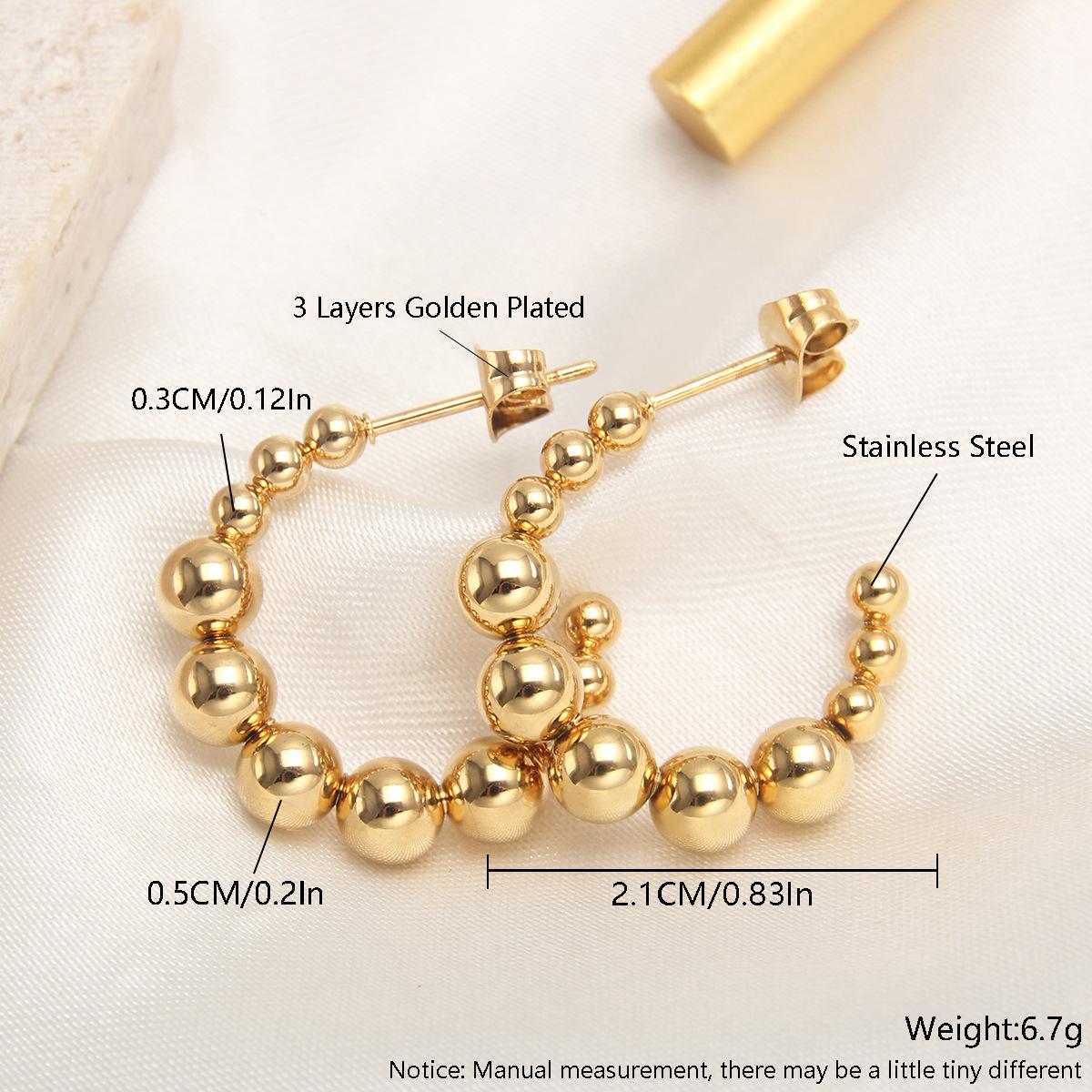 

Smooth Surface Pearl Earrings with Simple Stainless Steel Bead Clasps and Geometric Female Ear Ornaments Ear Studs EE06-9