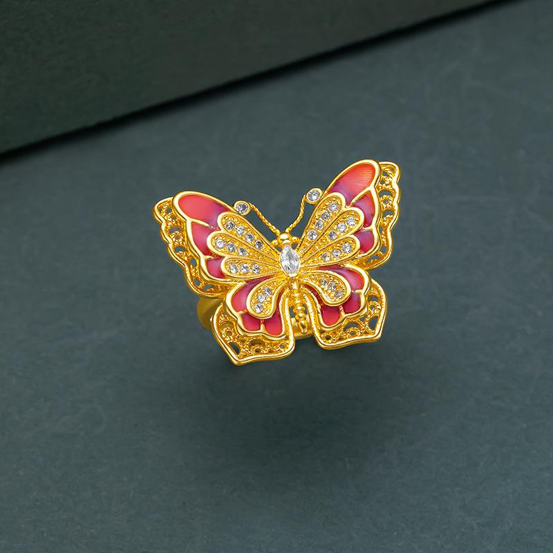9999 24Kreal Gold Store, Same Style Gold, Ladies' Open Ring, Gradient Butterfly Jewelry Gift
