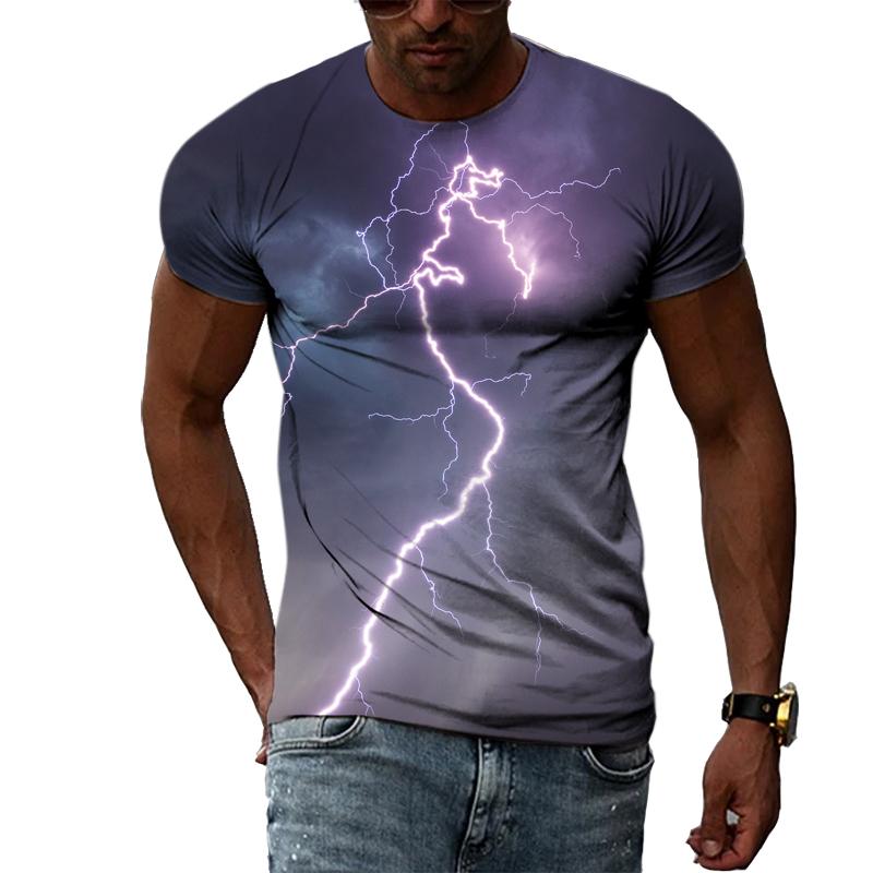 Nowa moda 3D fajna błyskawica męska koszulka letnia dorywczo ciekawy wzór t-shirty z nadrukiem osobowość Trend koszulka Harajuku