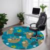 1PC Sloth Floral Office Round Area Rug, Mat Suitable For Office, Under Office Chairs Bedroom Living Room Home Decor, Room Deco