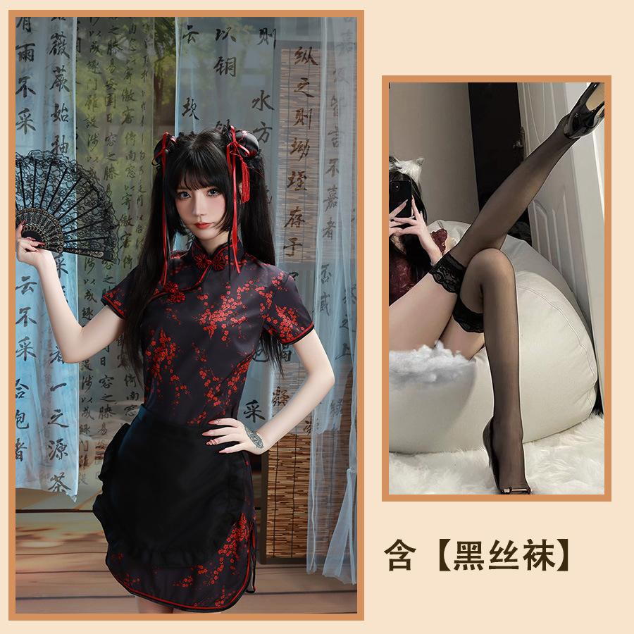 Sexy Underwear Chinese Lady Tight Cheongsam Passion Pure Desire Uniform Female Temptation Pure Desire Open Role Play