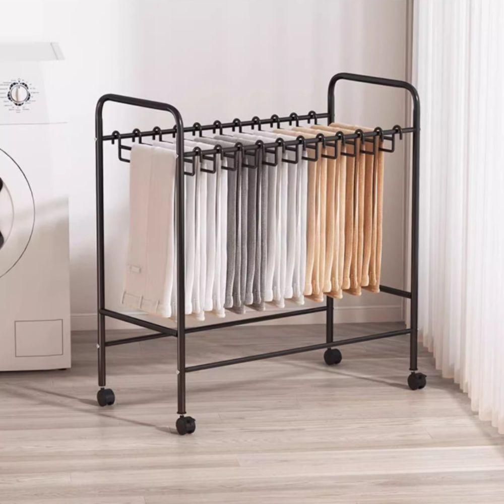 Floor-standing Pants Storage Rack Pulley Wheel Multifunctional Clothes Storage Rack Space Saving Mobile Closet Rack
