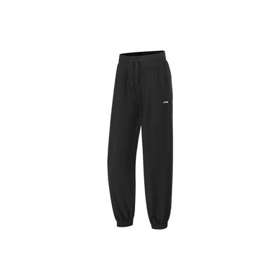 Li Ning Fitness Series Solid Color Reflective Loose Knit Sports Pants Women Pants Black AKYT080-2
