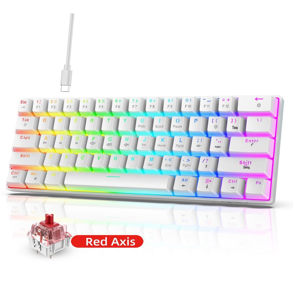 V900 61-Key Mini Mechanical Keyboard, Blue Switch, RGB Lighting, Portable for Gaming