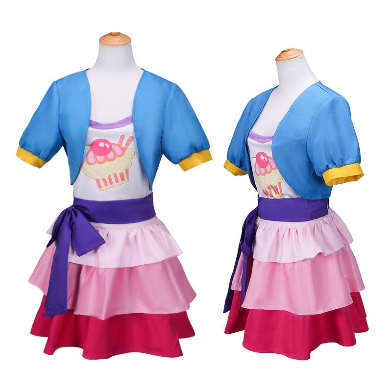 Anime Little Pony Pinkie Pie Cosplay Costume Fashion Uniform Suit Outfit Halloween Christmas Party Lovely Princess Costume