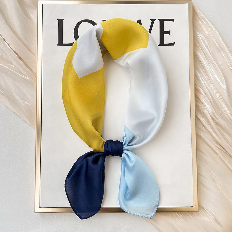 Lune Printing Silk Scarf Hijab Women 70*70Cm Luxury Design Square Scarf Girl Ribbon Hairband Neckerchief Foulard Hair Band