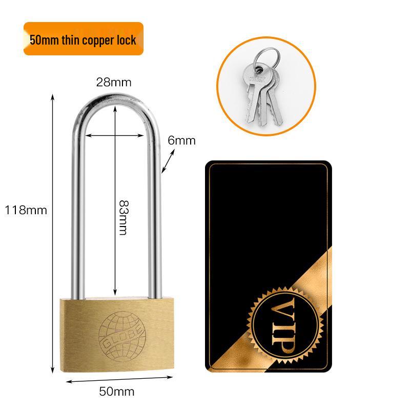 Extra Long Shackle Padlock 30mm Copper with 3 Keys for Cabinets and Doors