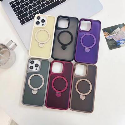 Applicable To IPhone 15 Magnetic Suction Mobile Phone Case Invisible Rotating Bracket Apple 14 Skin Feeling Two-in-one Protection Case