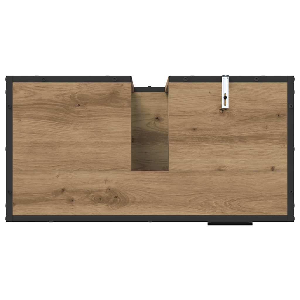 Bathroom Furniture Set with Shelf 3 pcs Artisan Oak Wood Based Material