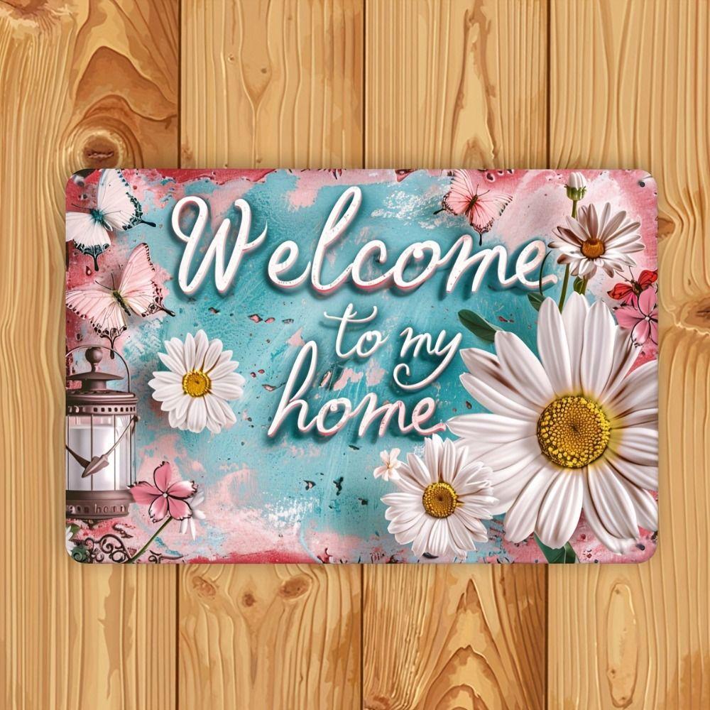 Vintage Metal Flower Wall Art Poster, 20x30cm Decorative Home Garden Sign