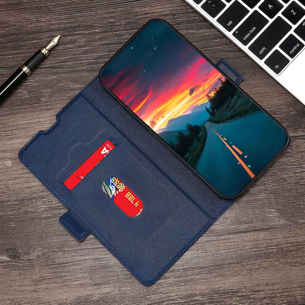 Phone Stand Cover for Oppo Reno8 T 4G PU Leather Card Holder Mobile Phone Protective Cover