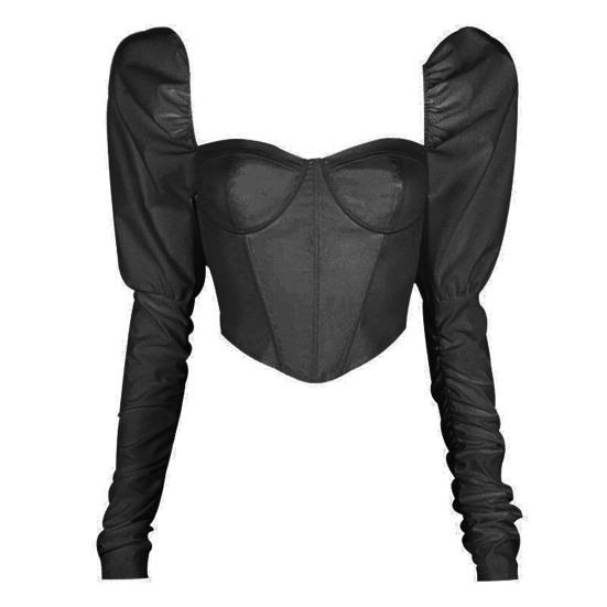 Camicetta lunga T-shirt lunga di colore sottile a maniche quadrate con volant increspato e collo a sbuffo in stile primavera nuova da donna