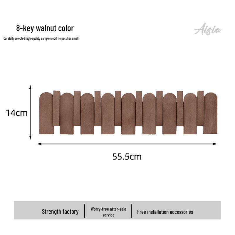 Piano Key Solid Wood Wall-Mounted No-Drill Coat and Hat Rack