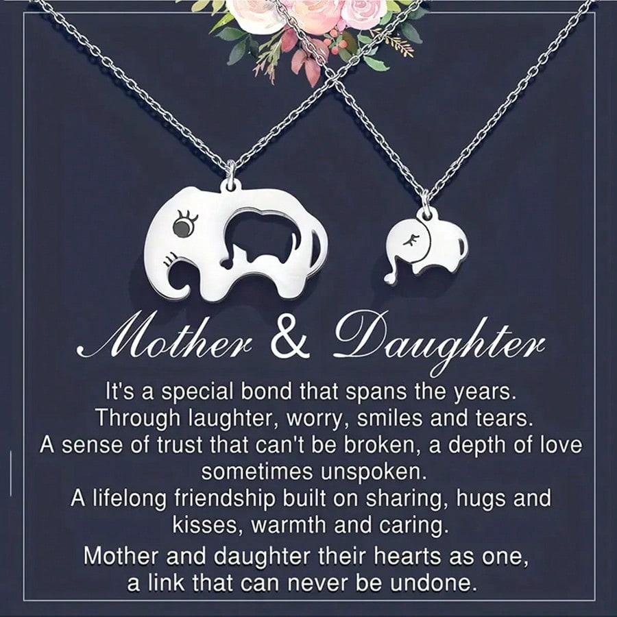 

2 Stainless Steel Cute Elephant Necklaces For Mothers And Daughters, Perfect Gift For Mothers And Daughters! one-size