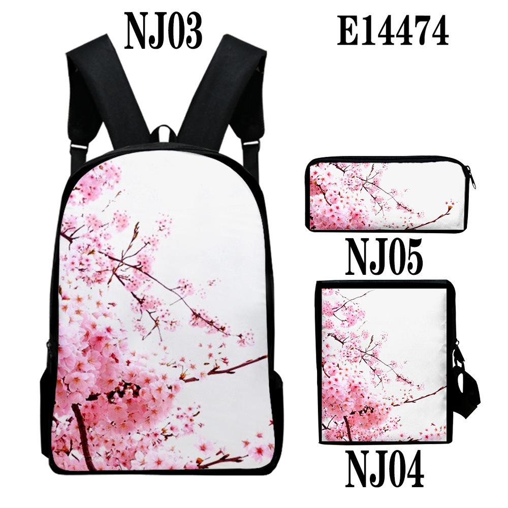 Popular Chinese style ink painting 3D Print 3pcs/Set School Bags Laptop Daypack Backpack Inclined shoulder bag Pencil Case