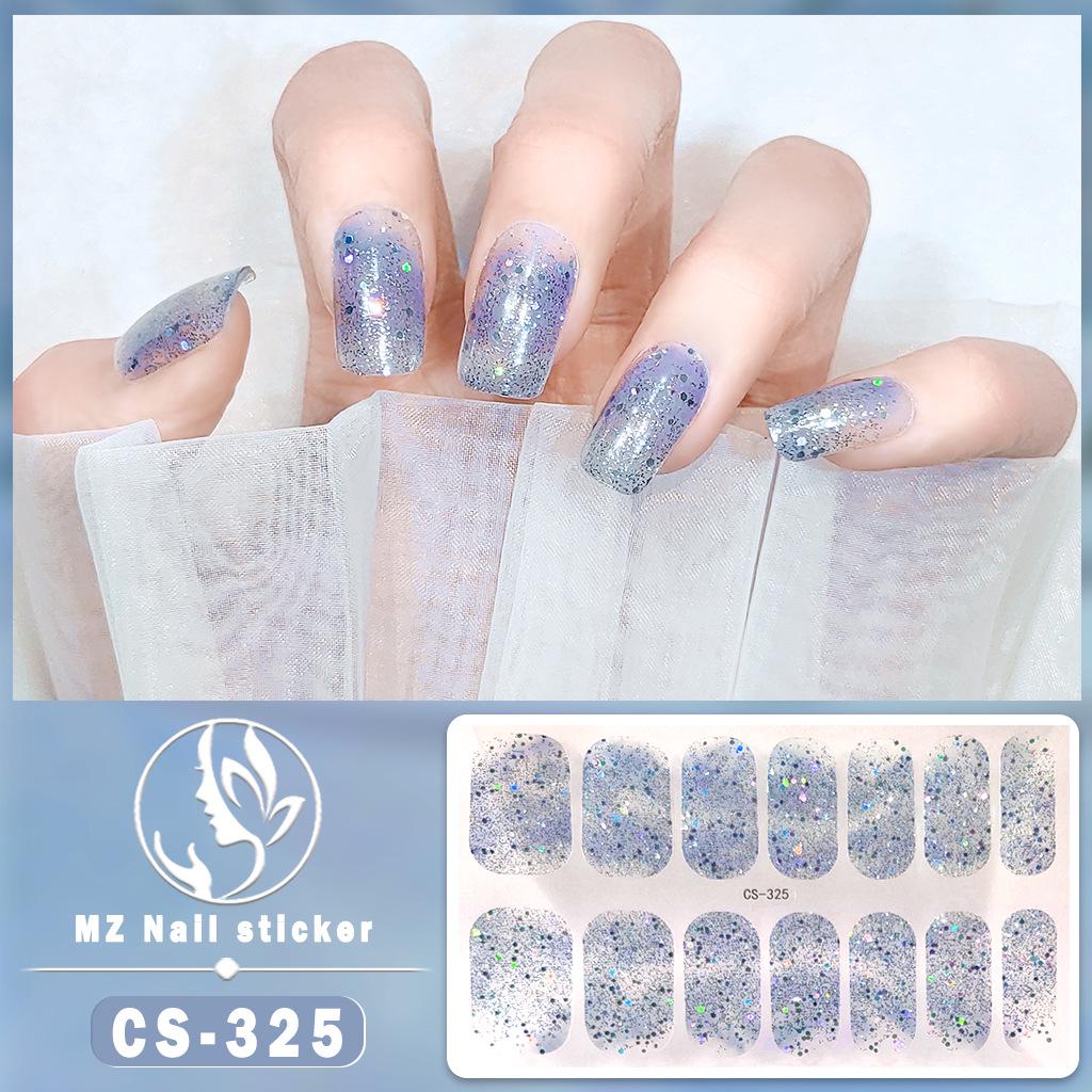 CS Waterproof No-Bake Gel Nail Polish: Full-Cover Korean-Style Multi-Color Glitter Nail Art Stickers