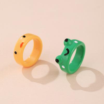 Cute Smile Frog Rings For Women Girls Funny Personality Wholesale Cartoon Animal Chicken Frog Ring Fashion  Gifts