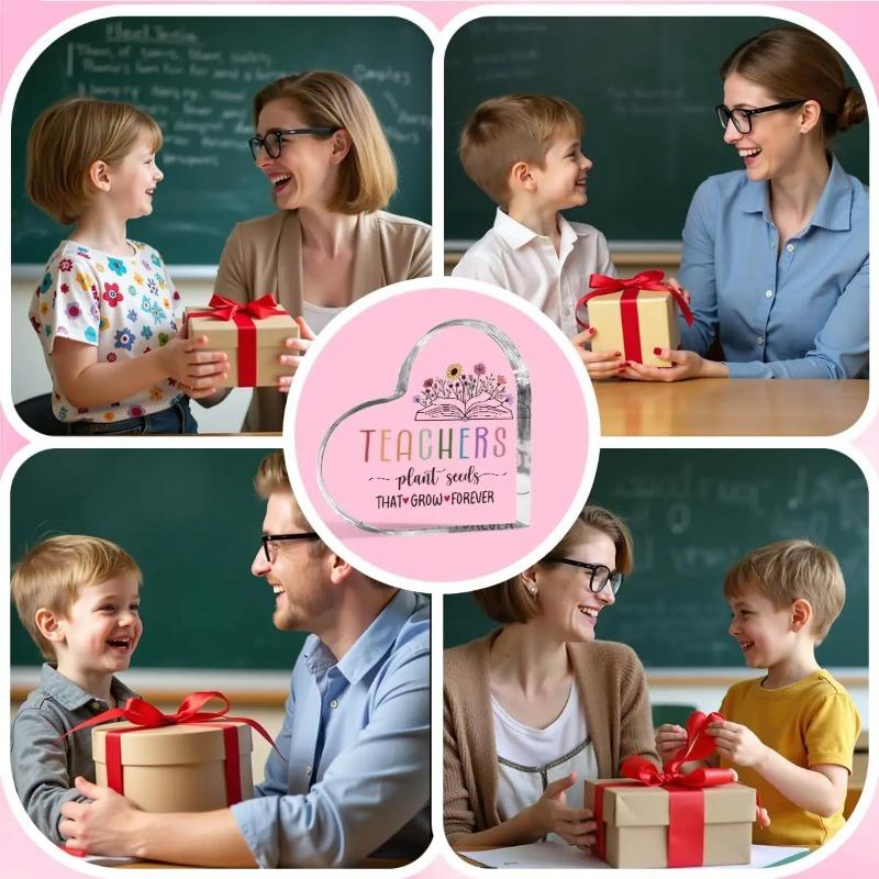 2D Flat Teacher Thank You Gifts Acrylic Desktop Decoration Plaque, Home Decor Plaque Hanging Wall Art Decorative Garden Decoration for Room Door Signs