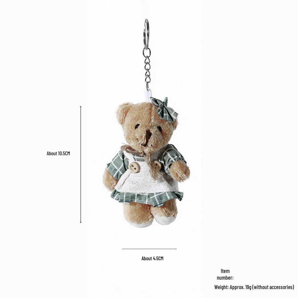 Cartoon Burlap Bear Keychain Pendant - Plush Doll Decoration for Student Bags