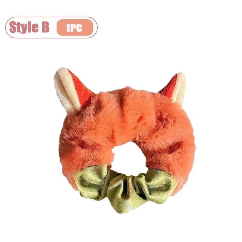 

1-10PCS Cute Animal Ears Hair Scrunchie Plush Thick Hair Band for Women Winter Cartoon Fox Rabbit Ponytail Holder Hair Tie