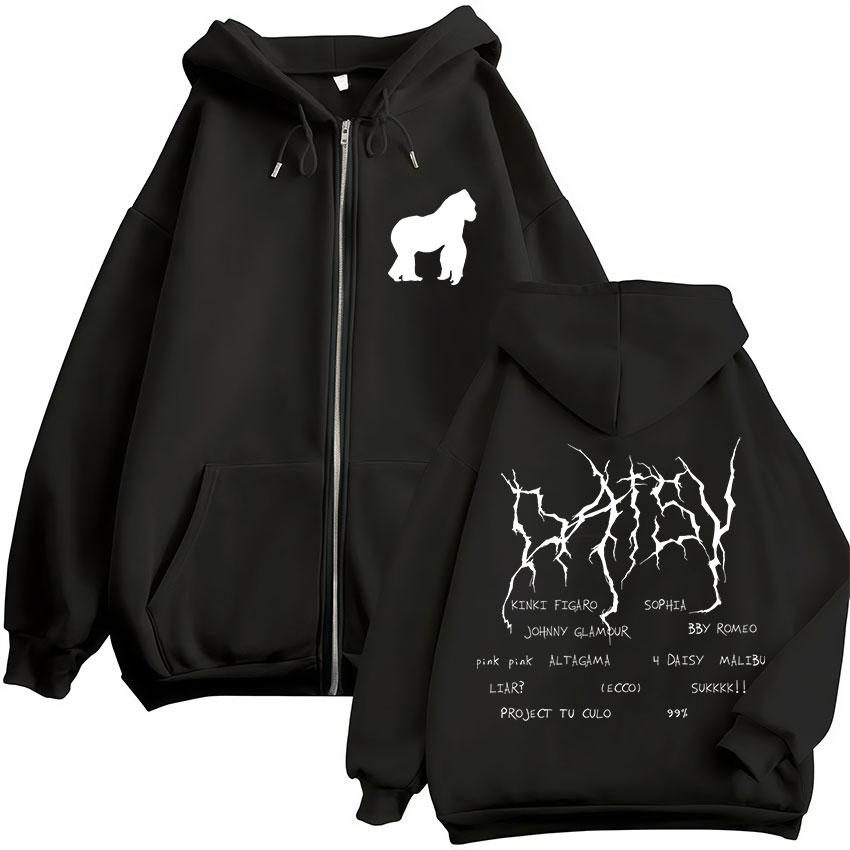

Rusowsky Daisy Tour Zip Up Hoody Men Women Clothing Hip Hop Oversized Jacket Sweatshirt Casual Pop Music Gothic Tops Hoodie S