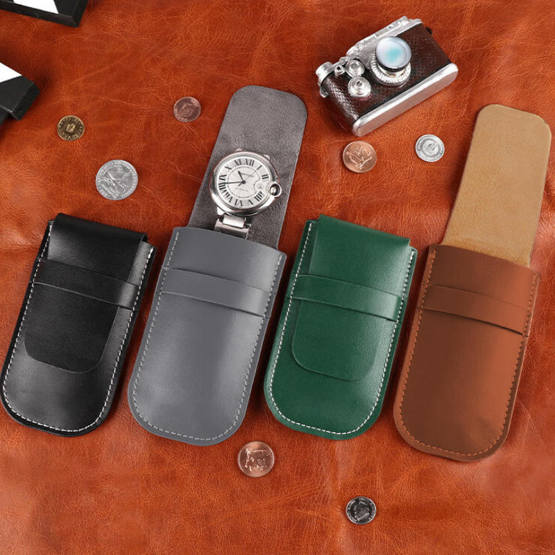 Simple Leather Watch Storage Bag Fashionable Watch Anti-scratch Carrying Case Travel Watch Bag for Women Men