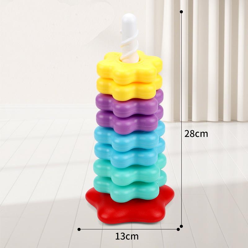 Baby Rotating Rainbow Tower Montessori Baby Stacking Puzzle Toys Safety Early Educational Toy Safety Colored Children's Toys