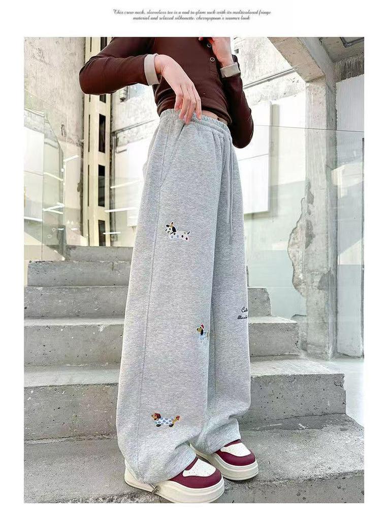 2025 Girls' Spring Wide-Leg Trousers: Stylish Joggers & Sweatpants for Older Children